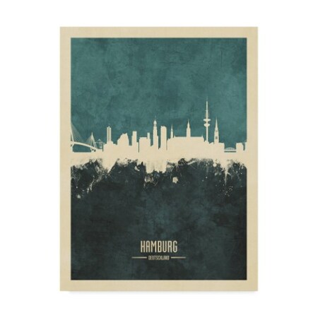 Trademark Fine Art Michael Tompsett 'Hamburg Germany Skyline Teal' Canvas Art, 14x19 MT02411-C1419GG